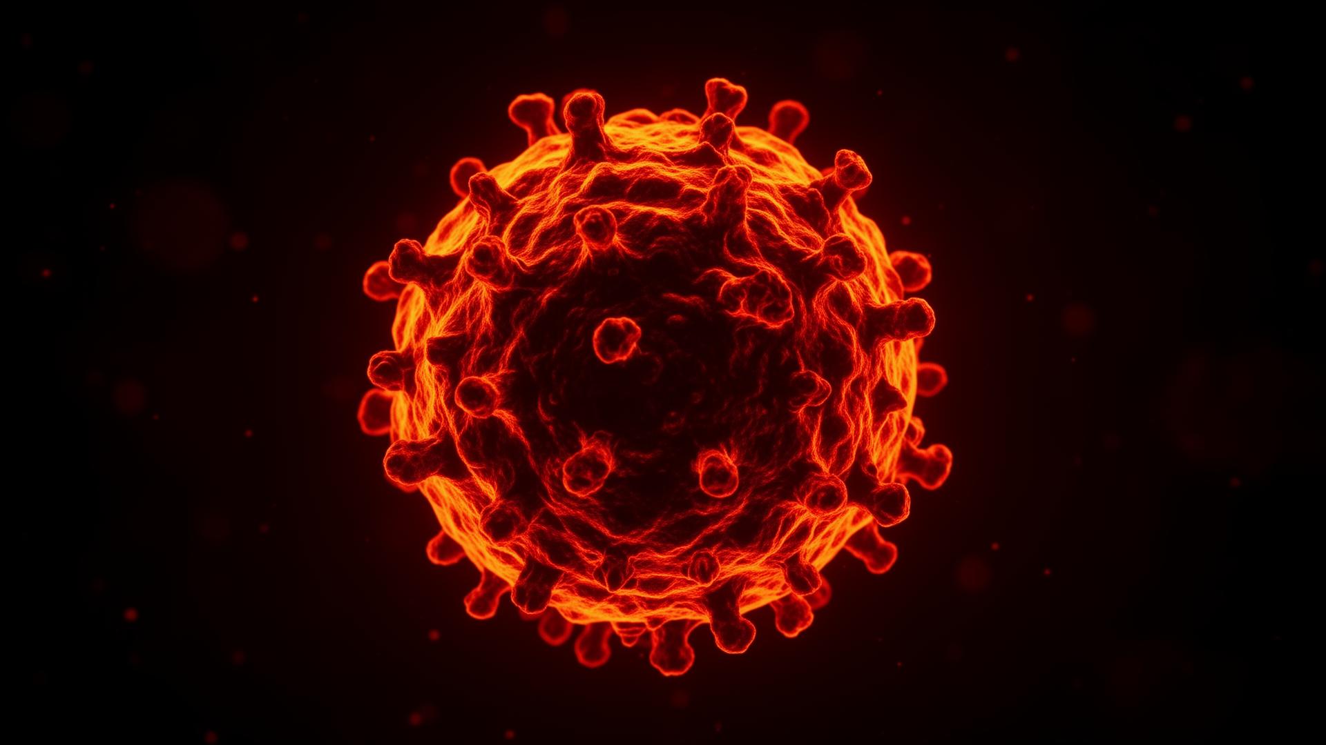 Hantavirus particle under microscope